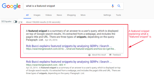 search results page snippets
